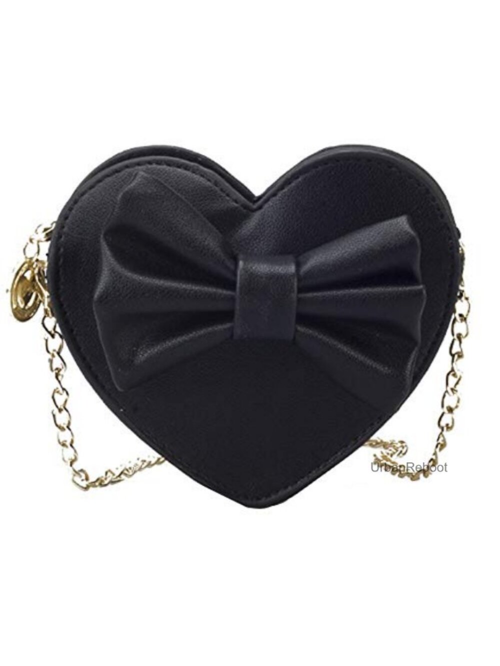 Mini Heart Shape Bow PU Leather Clutch Crossbody Bag Chain Strap